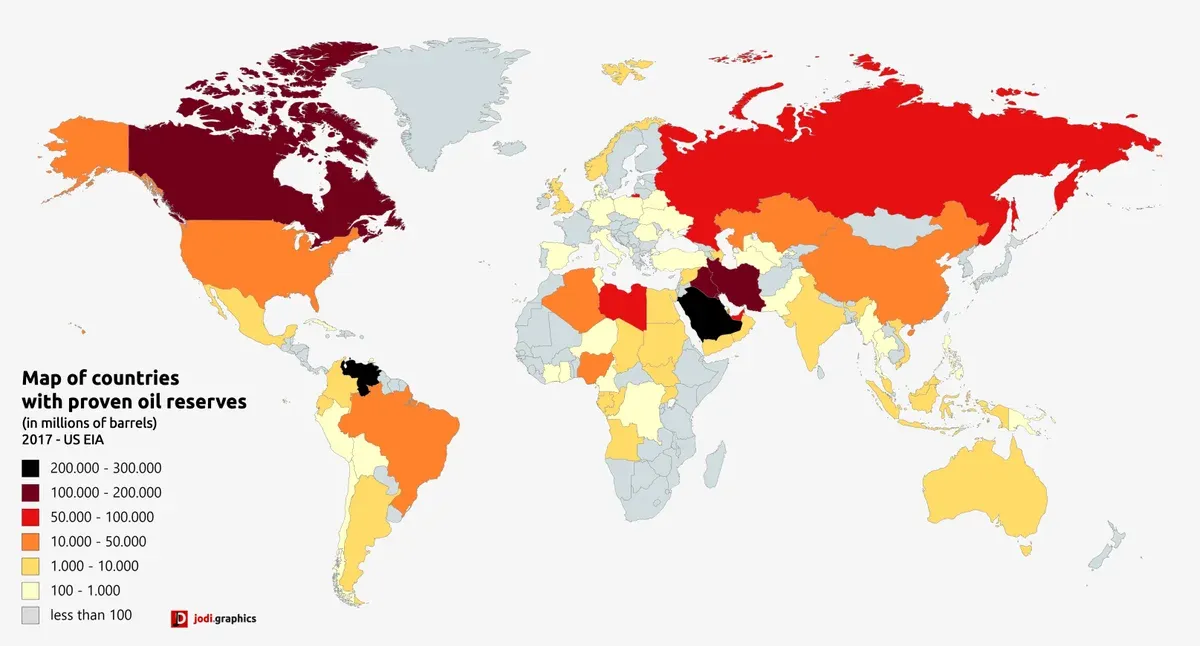 Maps of oil & gas reserves by country