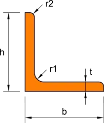 Equal steel angle cross-section dimensions