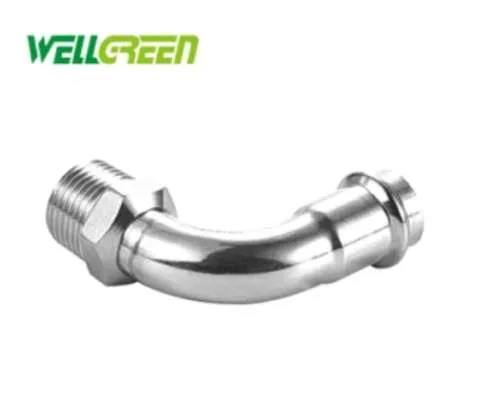 90 Degrees Male Elbow V Profile Stainless Steel Pipe Press Fitting