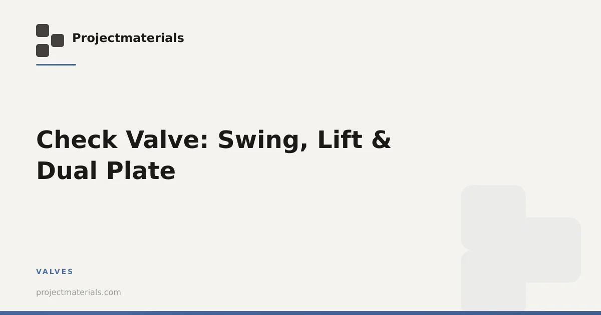 Check Valve: Swing, Lift & Dual Plate | Projectmaterials