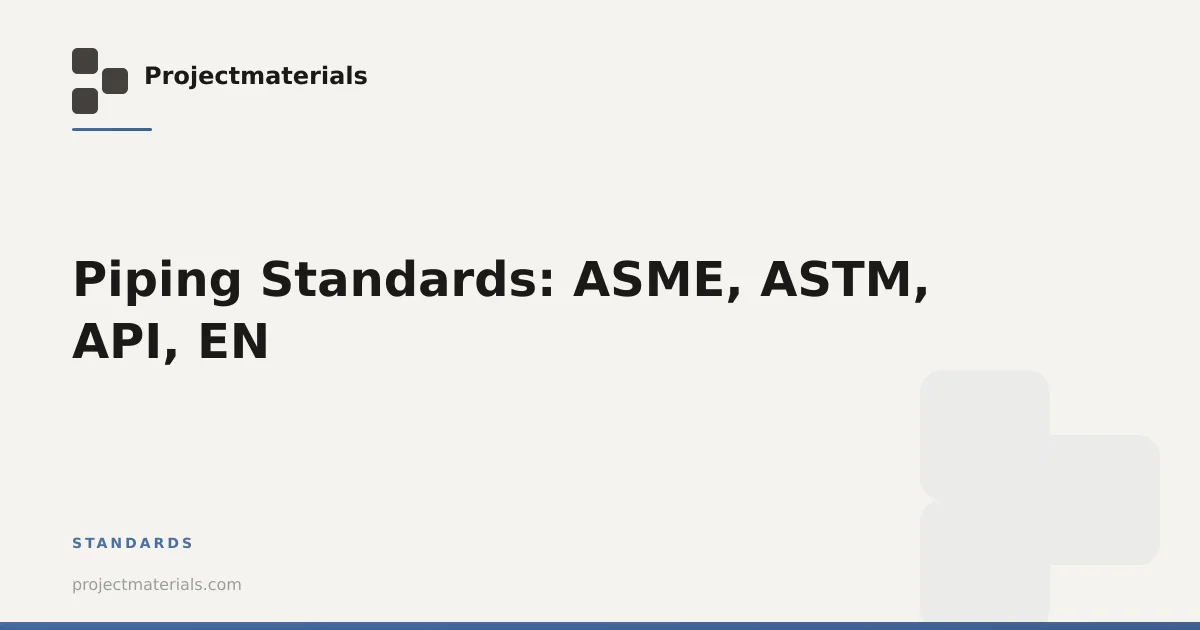 Piping Standards: ASME, ASTM, API, EN | Projectmaterials