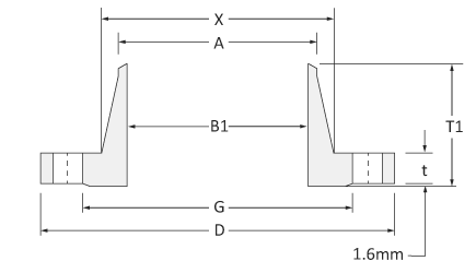 WN flange dimensions in mm